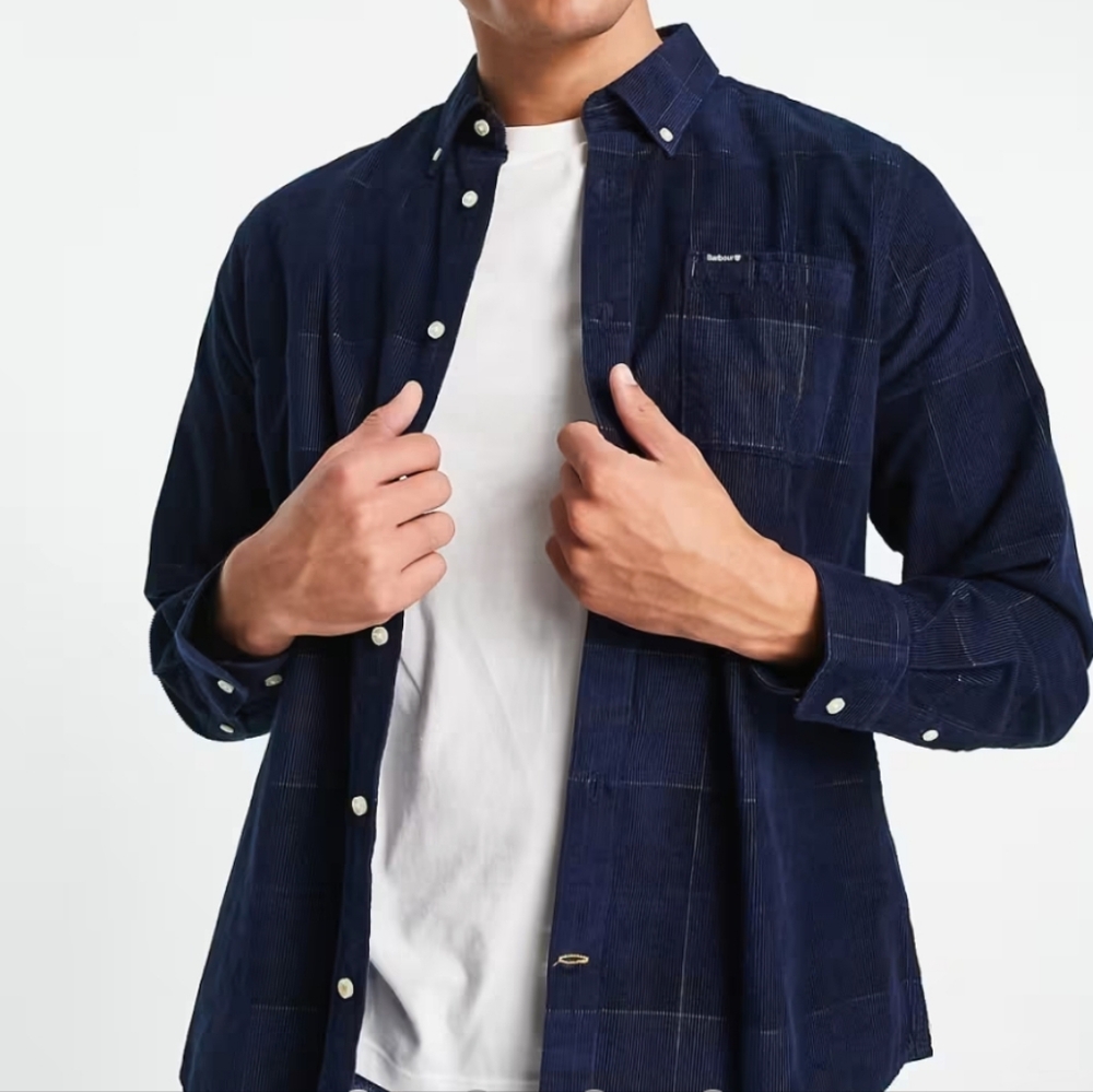 Barbour  tartan check shirt in navy Size Small
